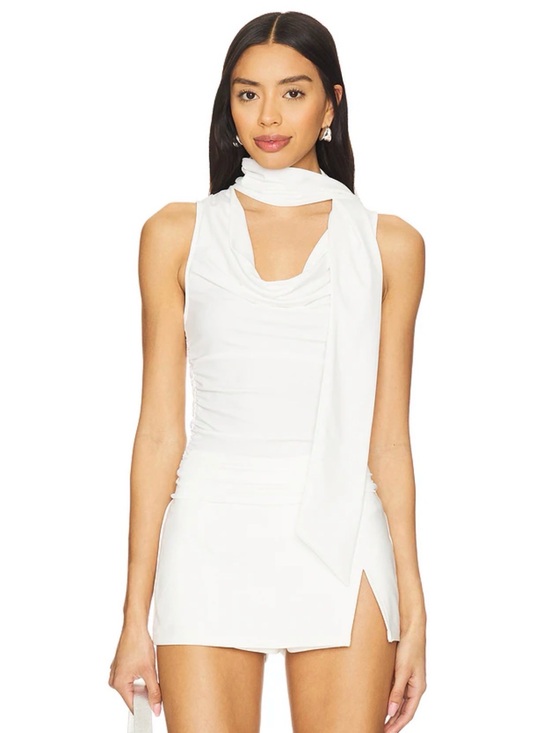 superdown Tops - superdown White Sleeveless Drape Neck Top **TOP ONLY**